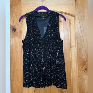 Black Sleeveless Top with White dot pattern